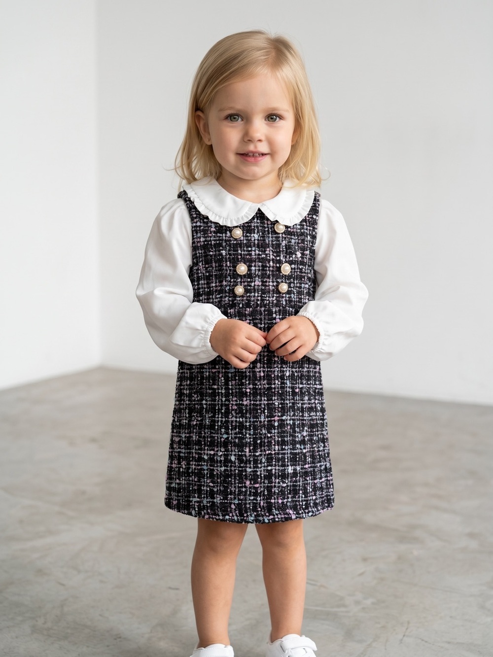NWT New Badgley Mischka Crepe Blouse And Tweed Jumper Set Size 2T